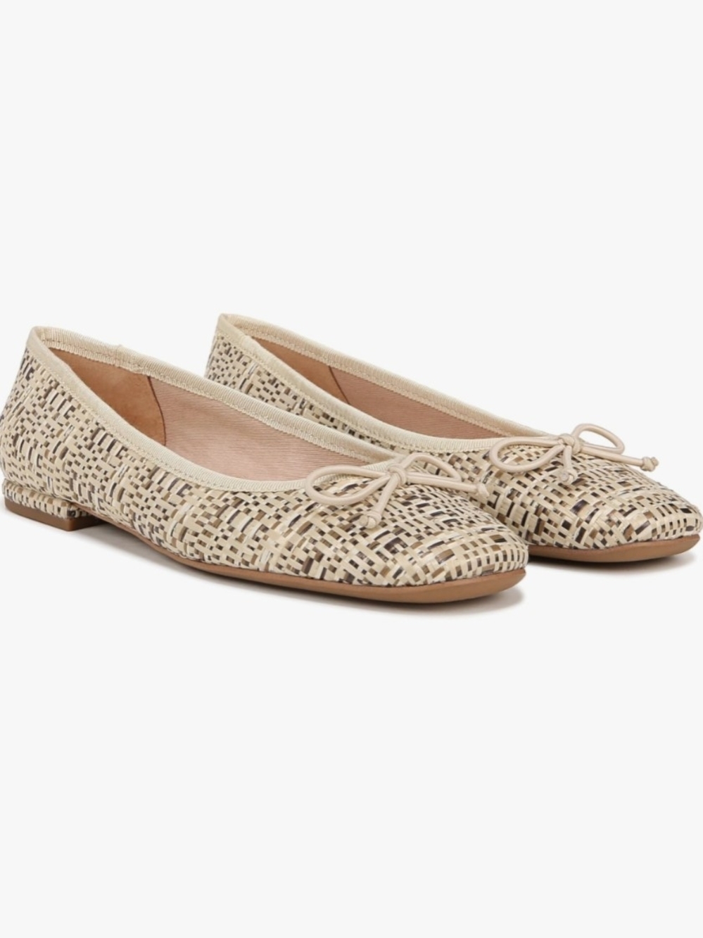 Franco Sarto Beige Woven Ballet Flats with Bow